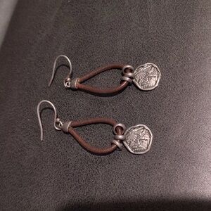 Silpada  Sterling Silver Leather Prarie Girl Dangle Earrings
